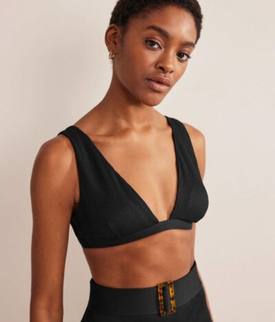 Ribbed V-neck Bikini Top