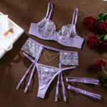 See-through Embroidery Chain Elegant Three-piece Set For Women - Image 9
