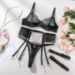 See-through Embroidery Chain Elegant Three-piece Set For Women - Image 8