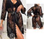 Sexy Lace Floral Border Mesh Nightgown For Women - Image 2