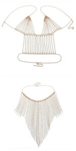 Cross-border Exaggerated Rhinestone Long Tassel Belly Dance Nightclub Sexy Dress Body Chain Suit - Image 3