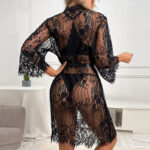Sexy Lace Floral Border Mesh Nightgown For Women - Image 3