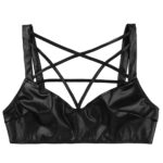 European And American Patent Leather Bra Soft Leather Halter Neck - Image 3