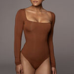 Tight Long Sleeve Square-neck Bodysuit
