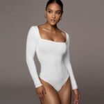 Tight Long Sleeve Square-neck Bodysuit - Image 3