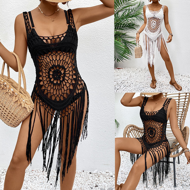 dd8a5570-01b6-4f02-b881-8e2b08e6b391.jpg New Crocheted Women's Hollow Beach Dress - Image 1